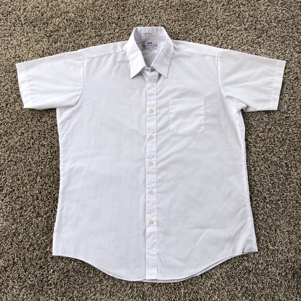 Vintage Fruit of The Loom Button Up Shirt Size 16.5 Large White Casual NEW